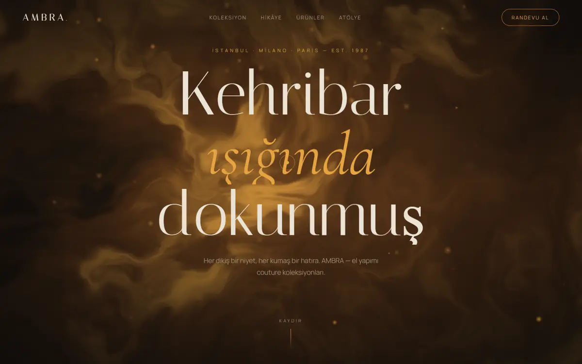 AMBRA Atelier de Couture web sitesi ekran görüntüsü