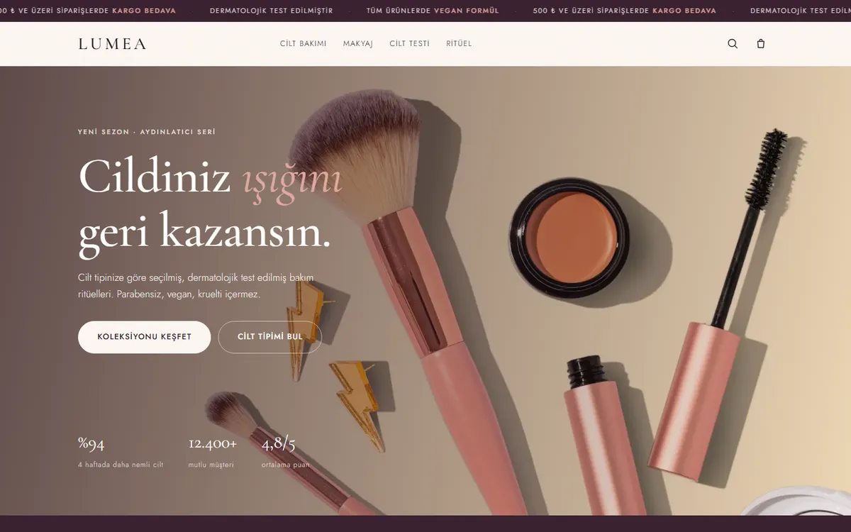 LUMEA web sitesi ekran görüntüsü