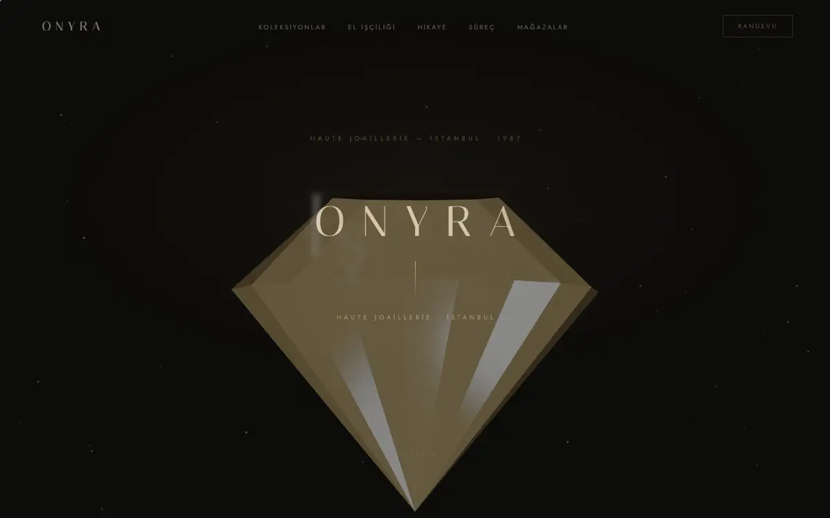 ONYRA Haute Joaillerie web sitesi ekran görüntüsü