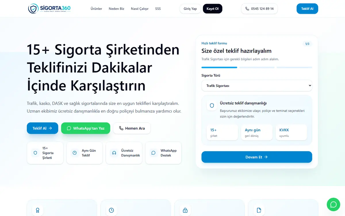Sigorta360 web sitesi ekran görüntüsü